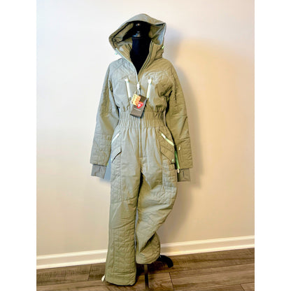 Free People FP Movement Snow Ski Suit in Greyed Olive Small Lined Pockets Winter