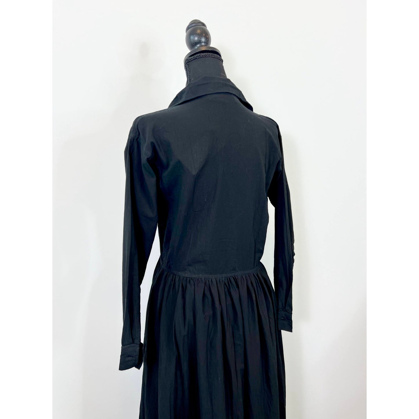 Natalie Martin Heath Maxi Dress in Black Size XS Button Front Long Sleeve Cotton