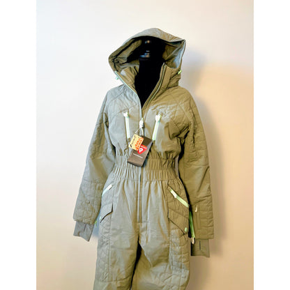 Free People FP Movement Snow Ski Suit in Greyed Olive Small Lined Pockets Winter