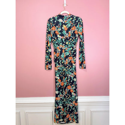 ASOS Design Tie Detail Plunge Maxi Dress Floral Print Size 8