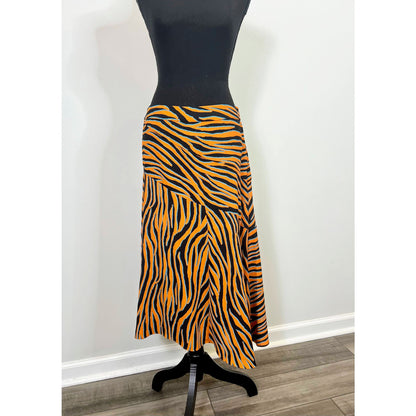 Diane Von Furstenberg Lilo Midi Skirt in Orange Size 10 Animal Print A-Line