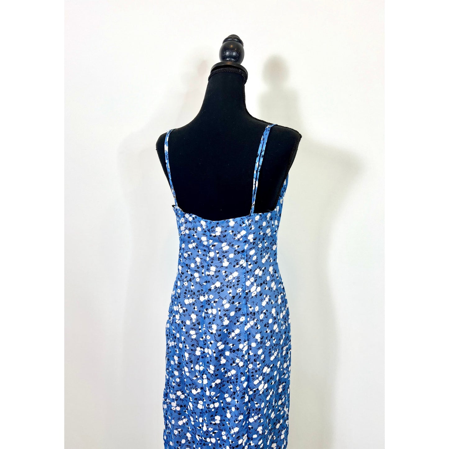 Majorelle Quincy Midi Dress in Blue Ditsy Floral Medium Button Front Lined Party