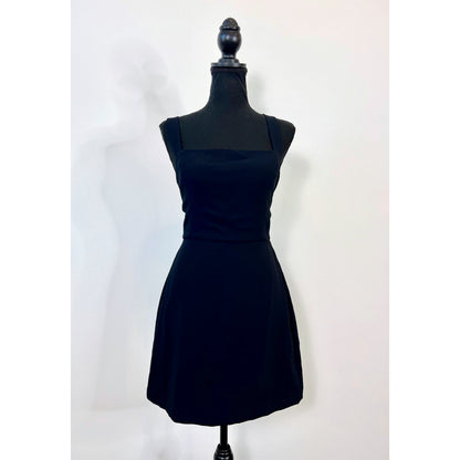 Aritzia Wilfred Aperature Mini Dress in Black Size 8 Tie Bow Back Squareneck