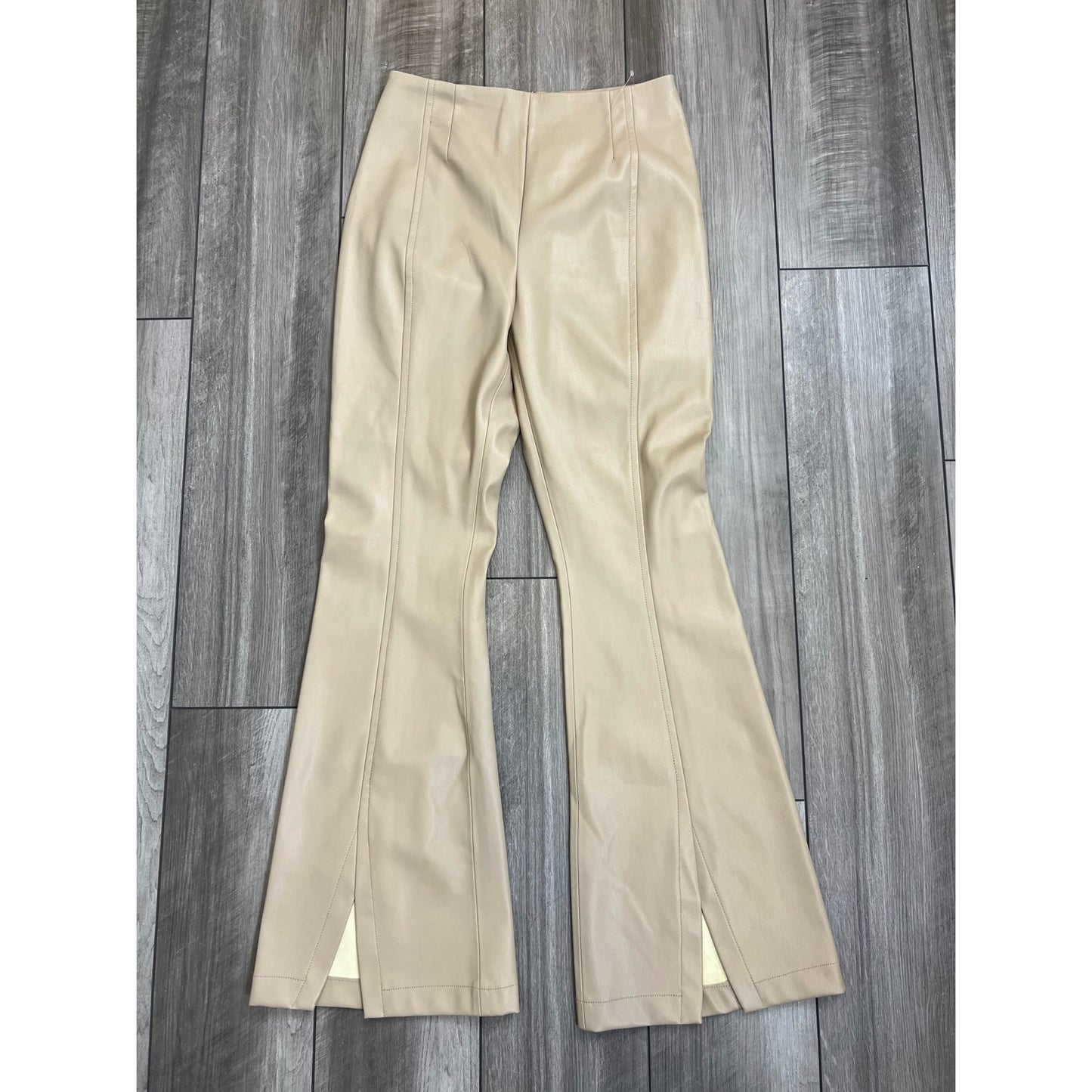 Free People We the Free Vegan Leather Pants in Beige Size 29 Wide Leg Pleated