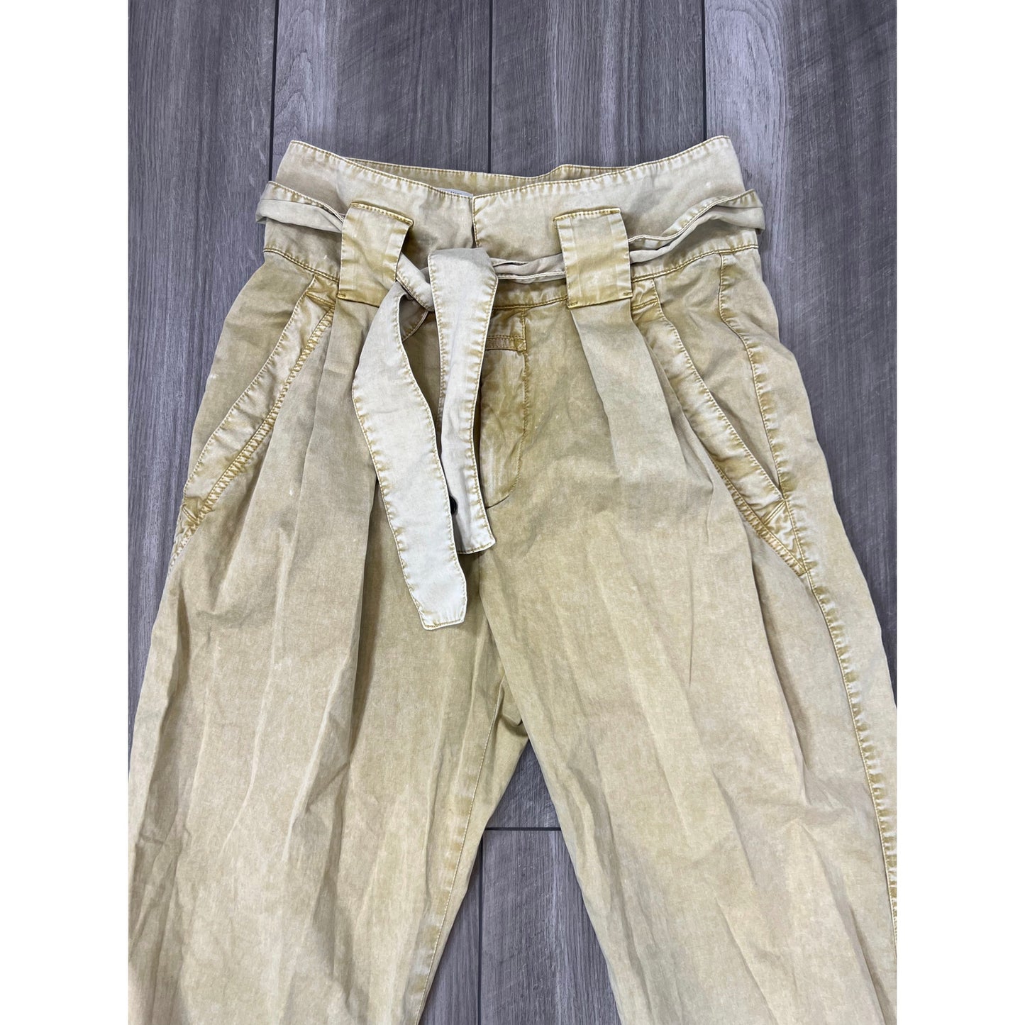 Free People Closed Glen Pants in Tan Size 30 Belted High Rise Tapered Stretch