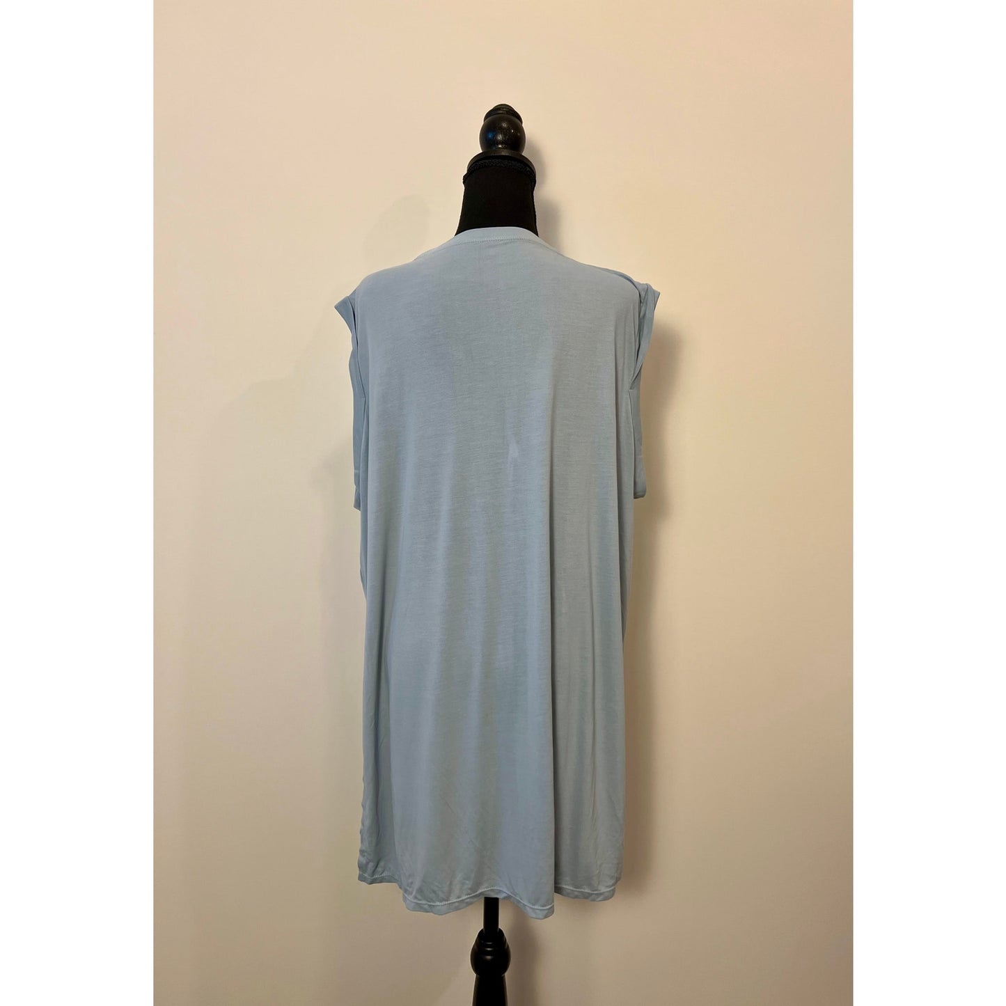 Halara Sleeveless Draped Split High Low Resort Top in Ice Blue Medium Pullover