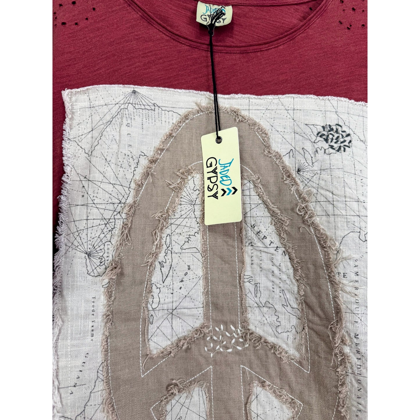 Jaded Gypsy Tattered Tee Red Size Small/Medium