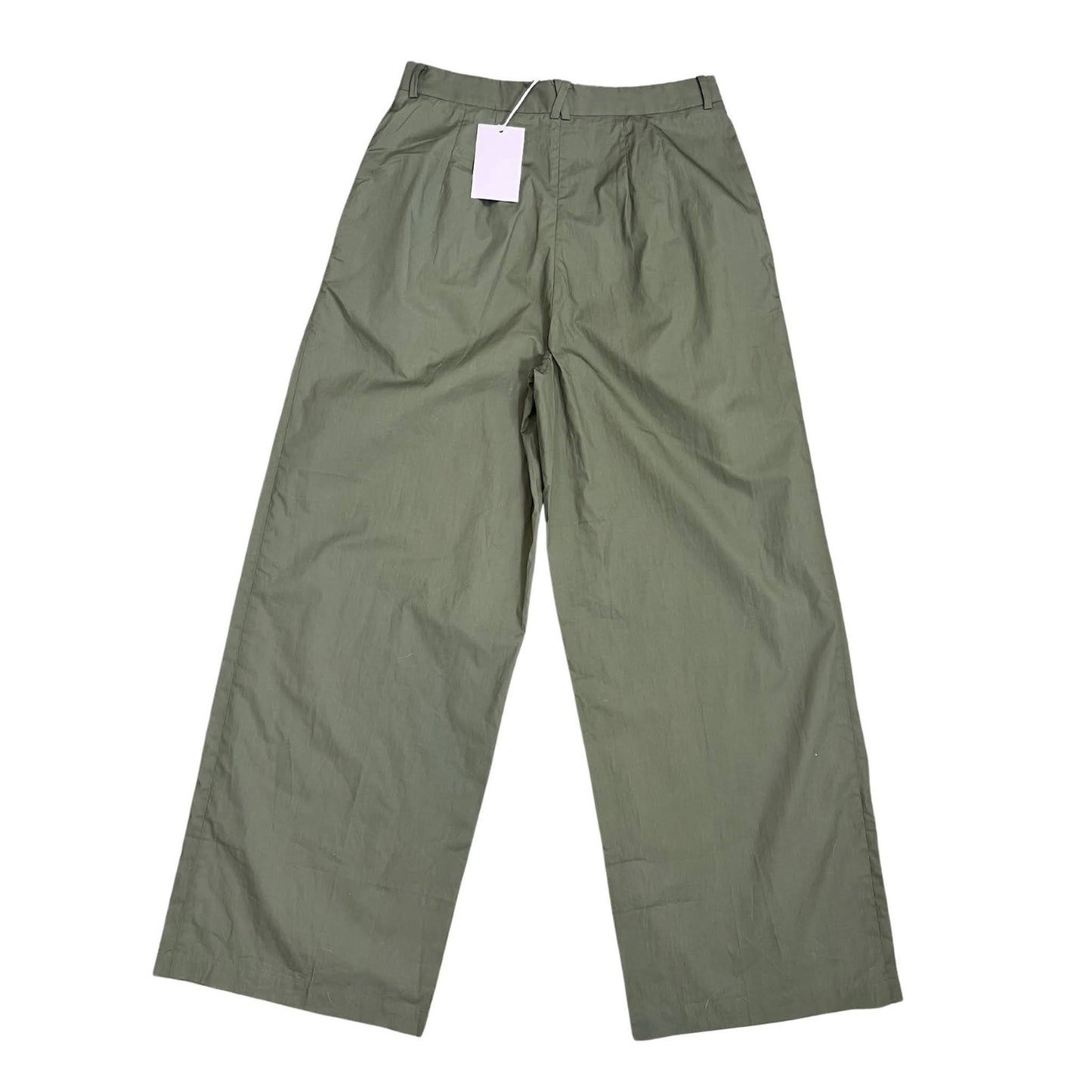 HELSA Cotton Poplin Trouser in Army Green Large Zip Fly Pleated Front Pockets