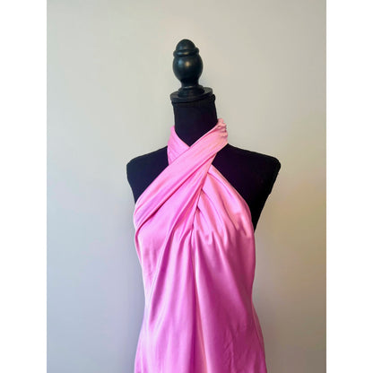 Show Me Your Mumu Jasmine Halter Mini Dress Pink Luxe Satin Medium Halter Lined