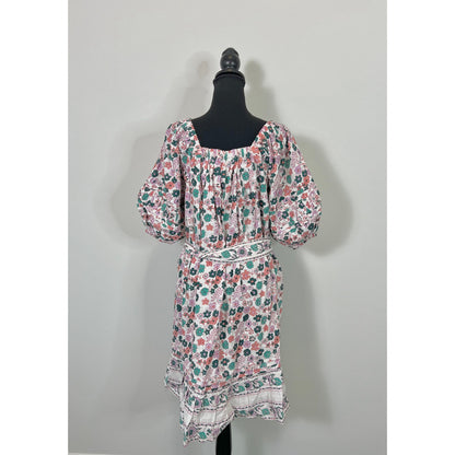 Cleobella Mara Mini Dress Multi Large Floral Fit Flare Lined Cotton Boho Peasant