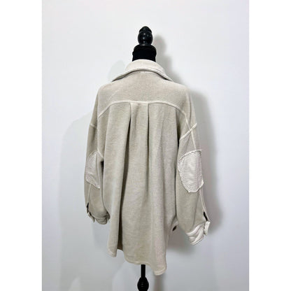 Free People Ruby Jacket in Beige Small Fleece Long Sleeve Button Front Pockets