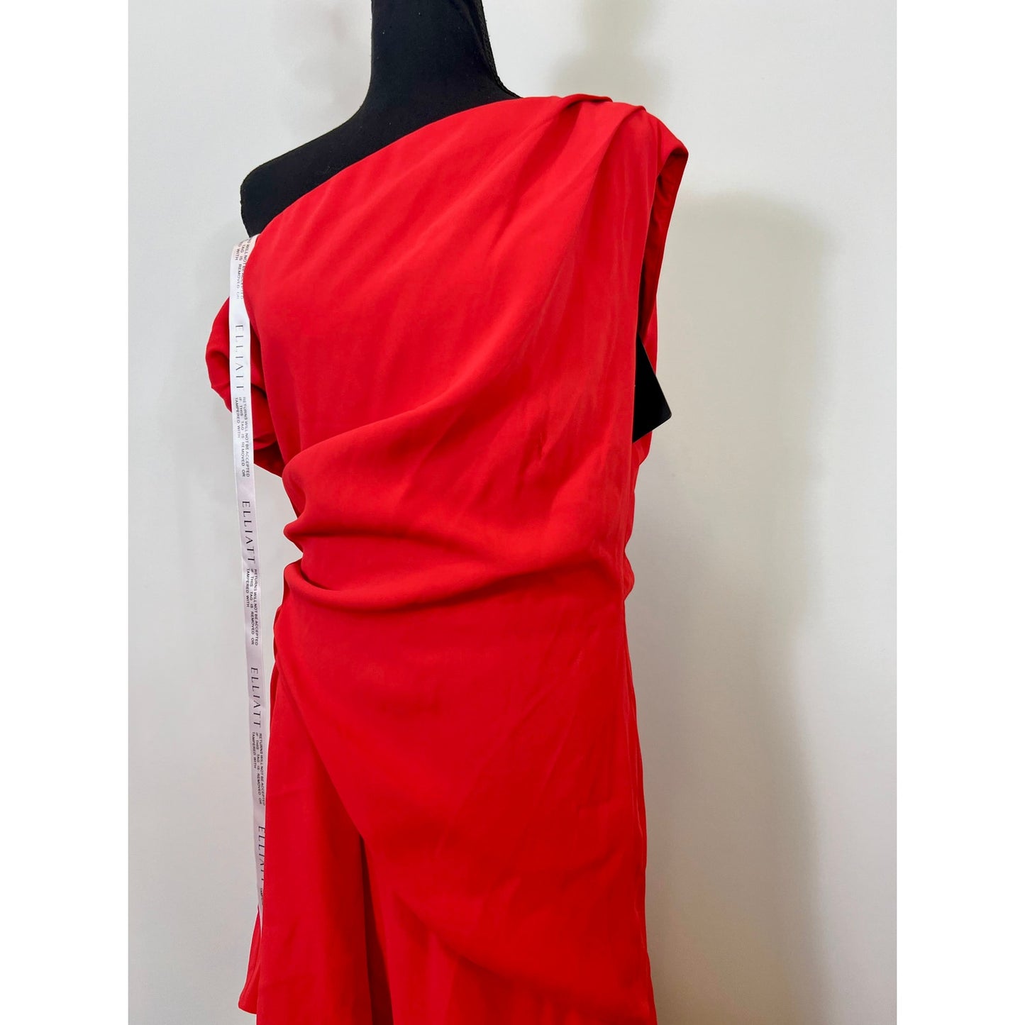 Elliatt Pallas Dress in Red Medium Asymmetric One Shoulder Draped Lined Party