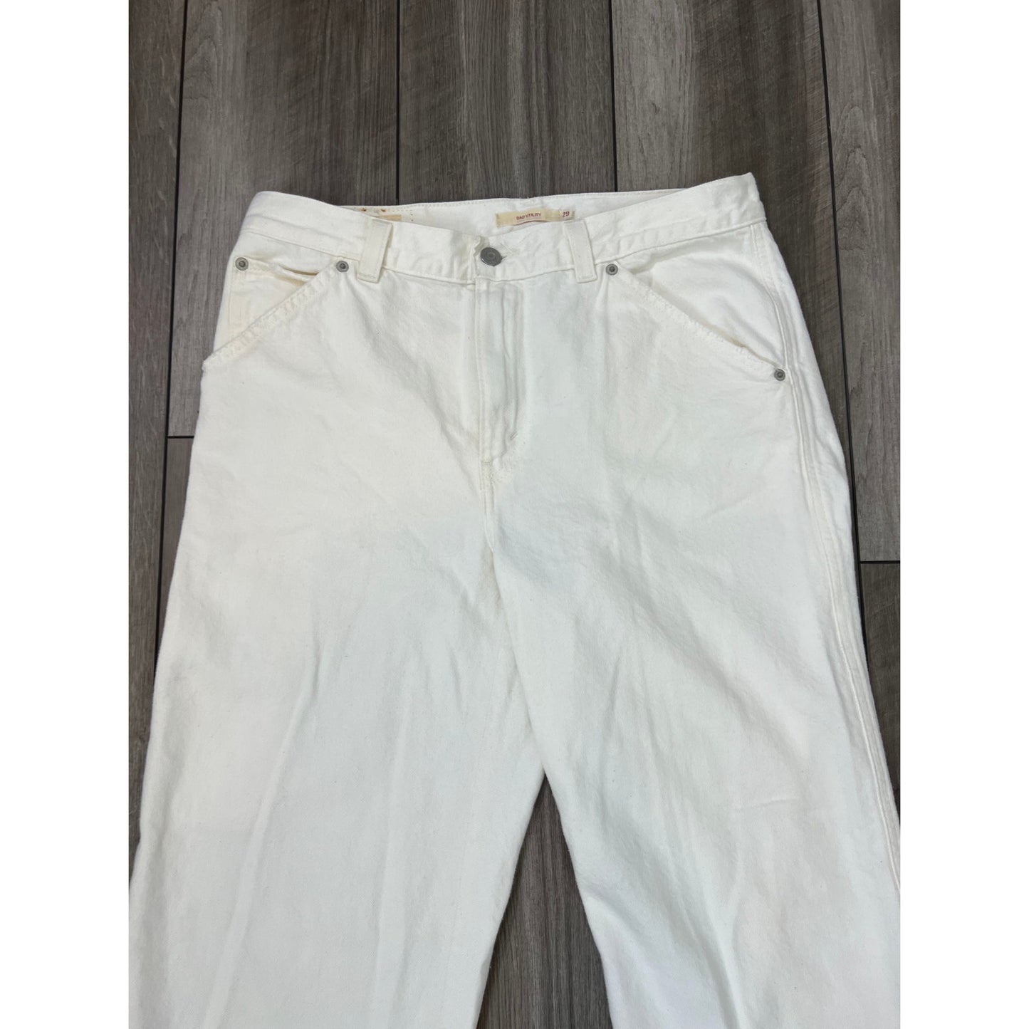 Levi's Dad Utility Jeans in White Size 29 Zip Fly Denim Mid Rise Straight Leg