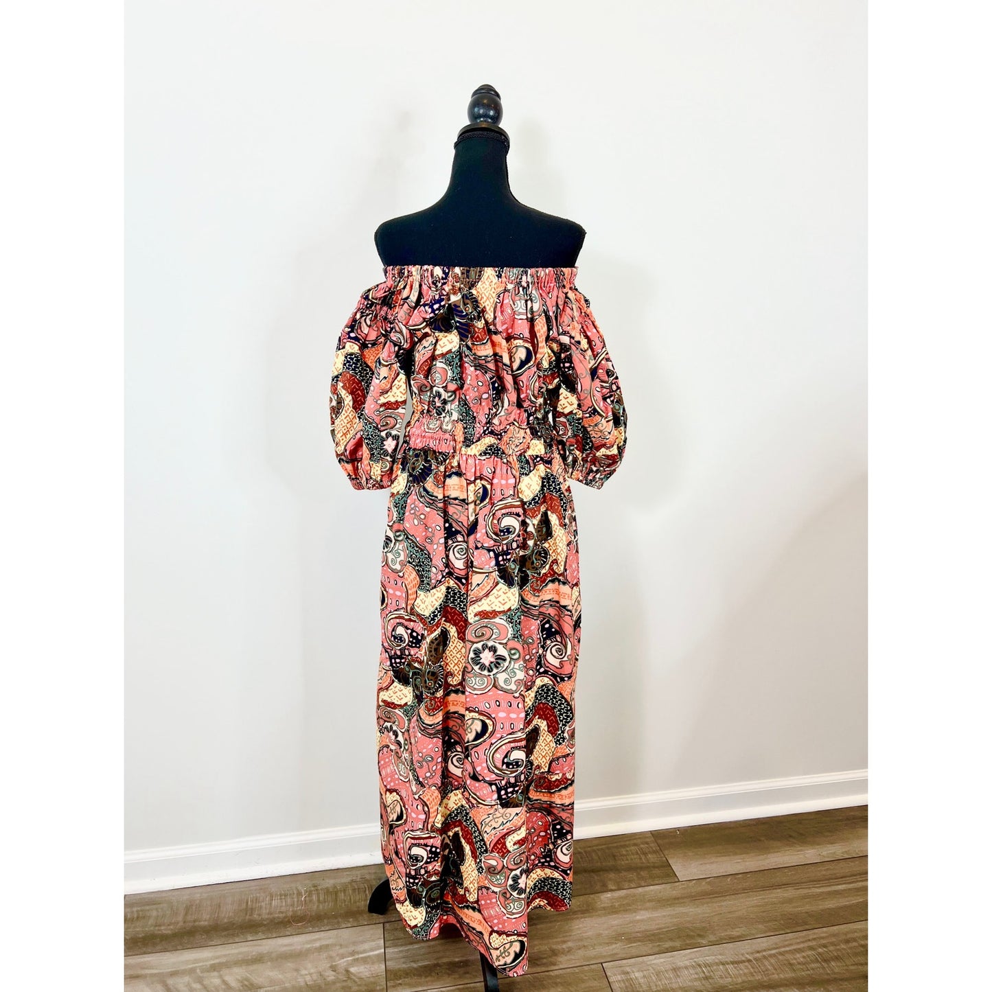 A.L.C. Off the Shoulder Printed Maxi Dress in Multicolor Size 4 Pullover Stretch