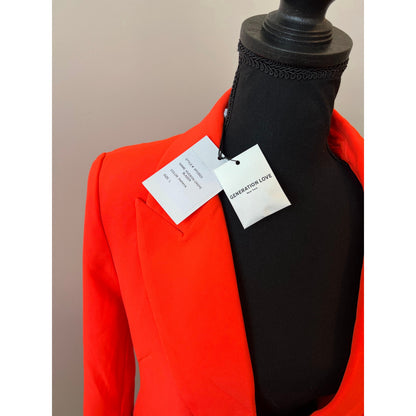 Generation Love NWT Hudson Crepe Blazer in Papaya Orange Large Single Button