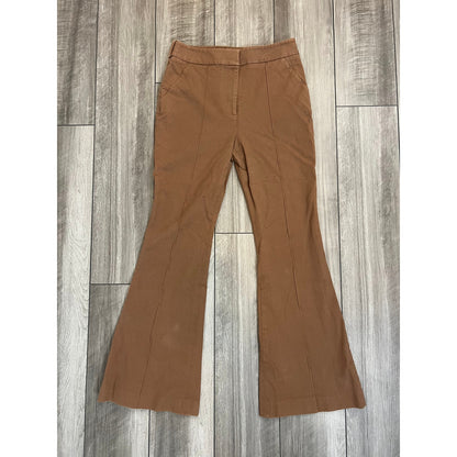 Veronica Beard Pants in Cognac Brown Size 10 Zip Fly Flare Leg Stretch Cotton