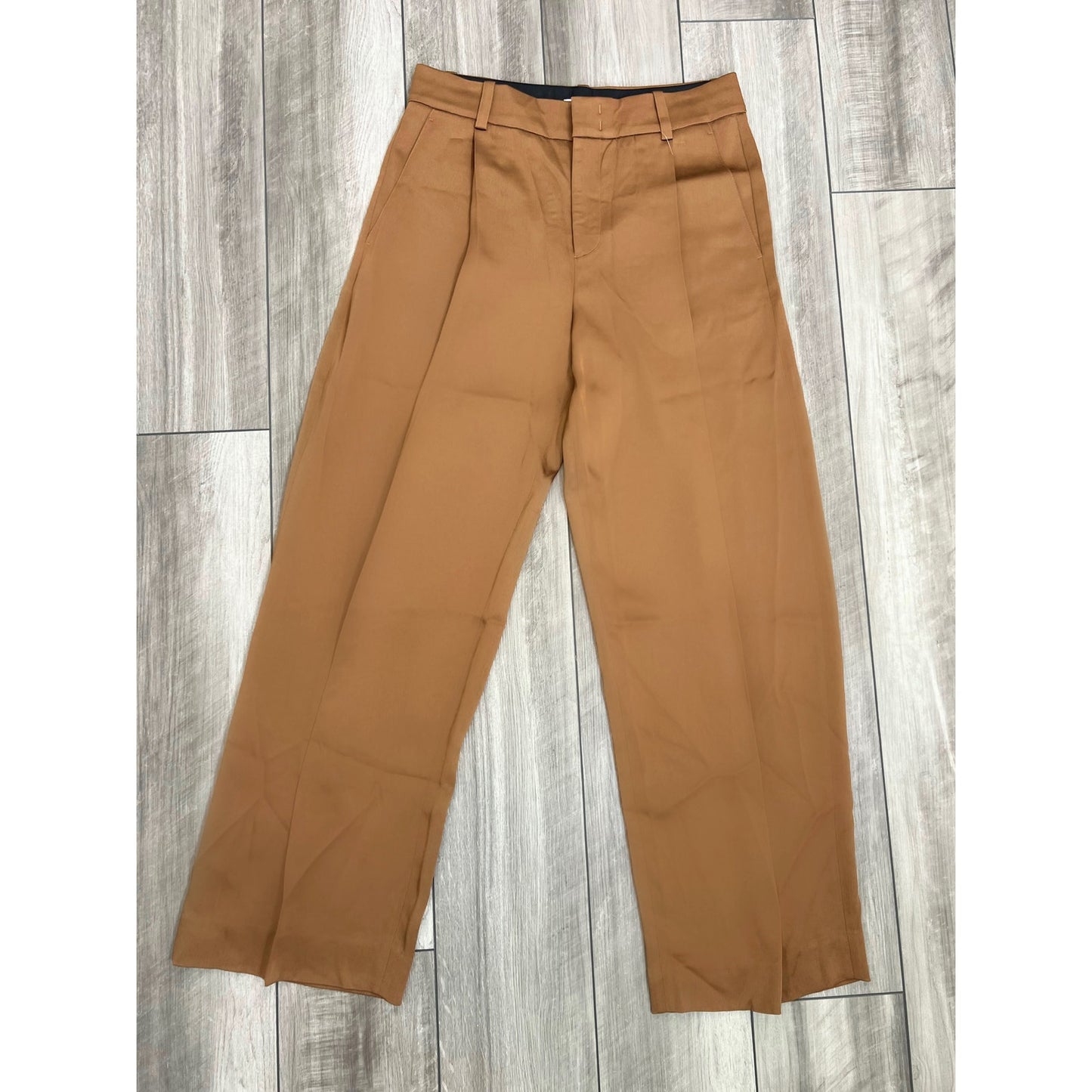 Vince Dress Pants in Brown Size 12 Zip Fly Straight Leg Pleated Pockets Formal