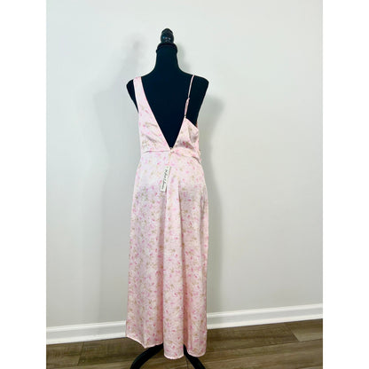 For Love & Lemons Ilana Midi Dress in Pink Large Floral Party Cocktail Wedding