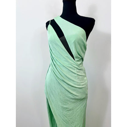 Katie May A Cut Above Gown Maxi Dress Seagreen Small One Shoulder Stretch Lined