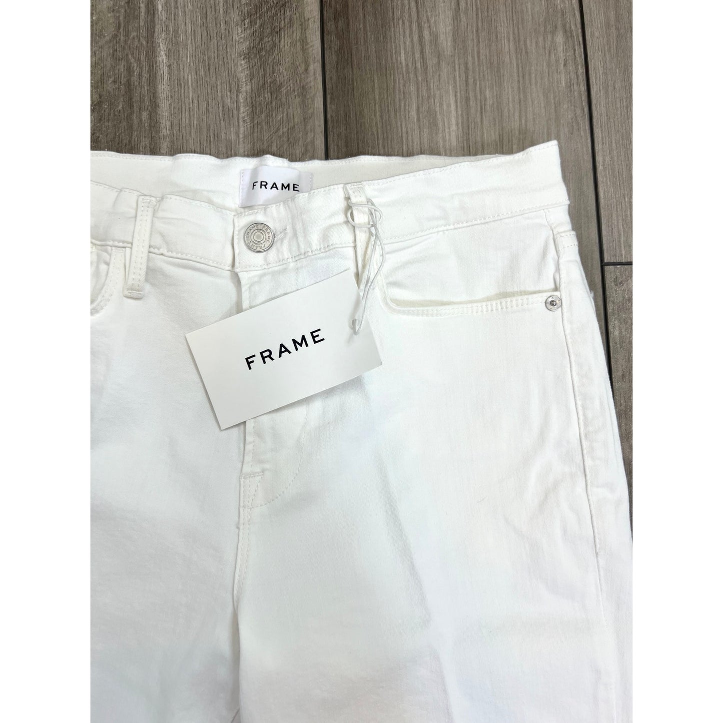 Frame Le High Flare Jeans White Size 31 Denim Zip Fly High Rise Stretch Pockets