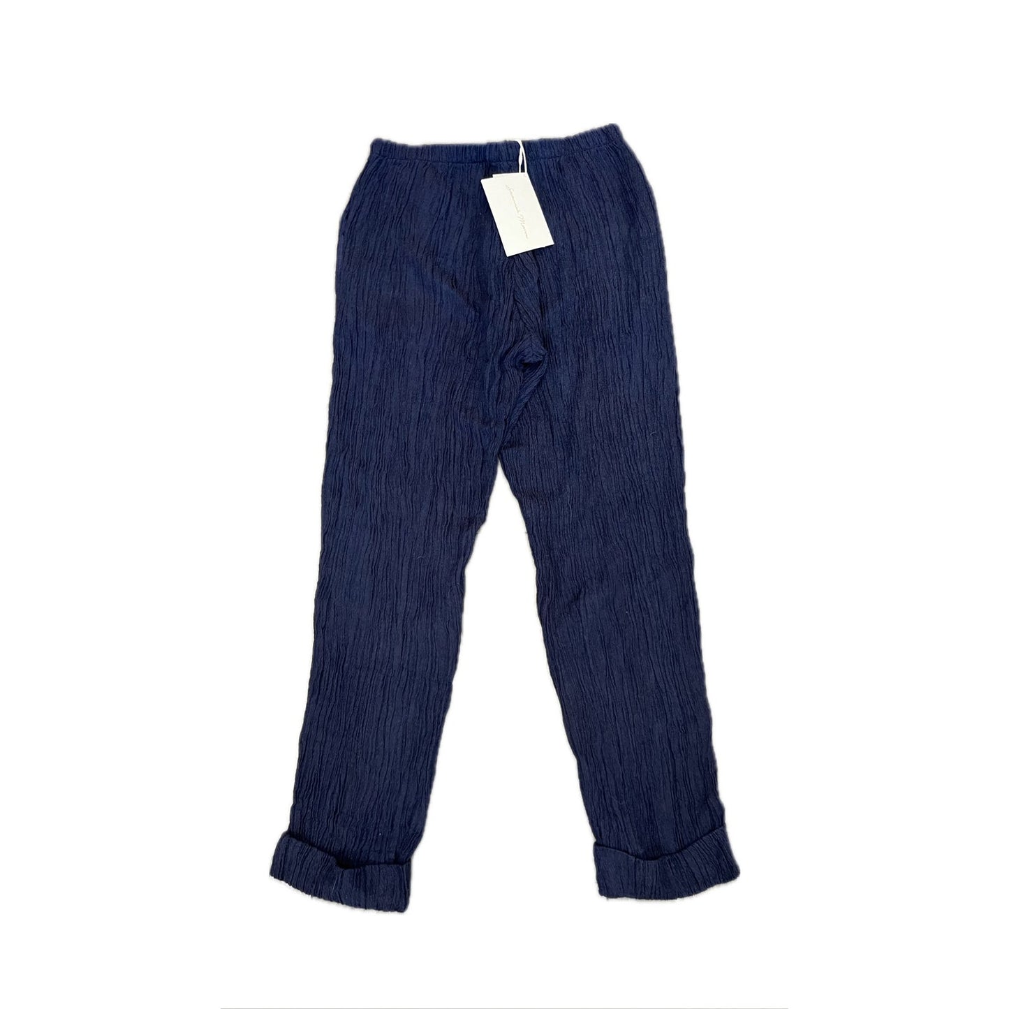 Savannah Morrow Talon Pants in Indigo Pull On Flat Front Textured Classic