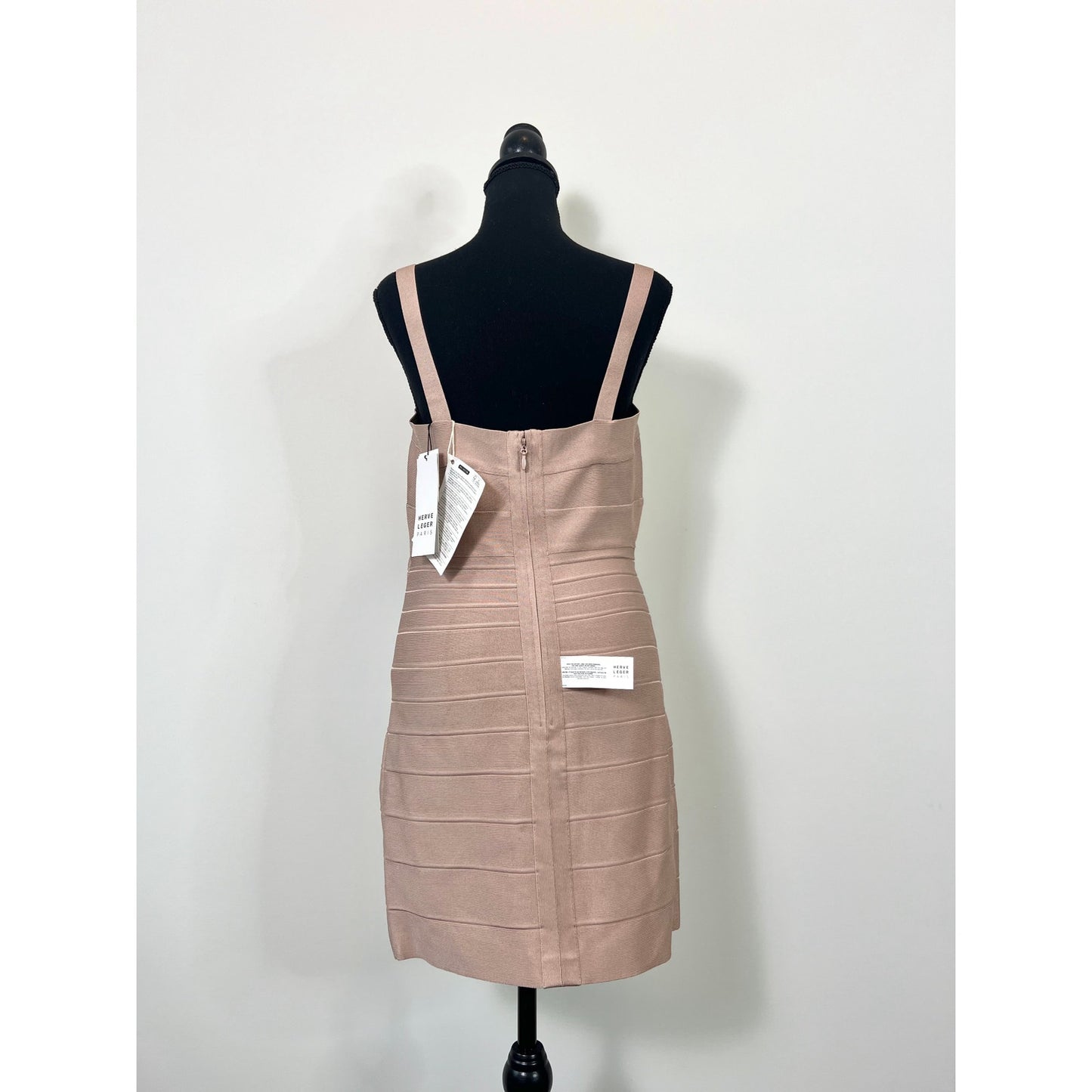 Herve Leger Bandage Strappy Dress in Pink Large Mini Stretch Sleeveless Party