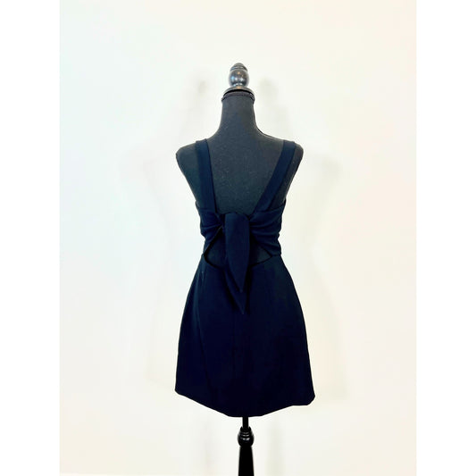 Aritzia Wilfred Aperature Mini Dress in Black Size 8 Tie Bow Back Squareneck