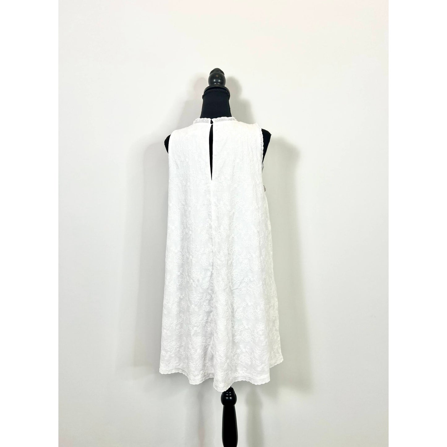 Lulu's Sweet Loveliness Shift Mini Dress in White Large Floral Embroidered Party