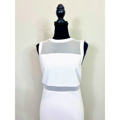 Alice + Olivia Karman Sleeveless Mesh-Trim Midi Dress in White Size 0 Lined