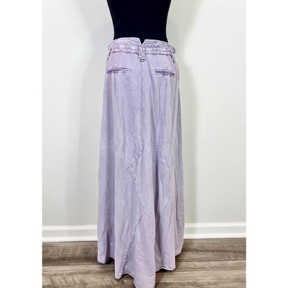 Free People One Kona Maxi Skirt in Lavender Medium A-Line Knit Party Cotton