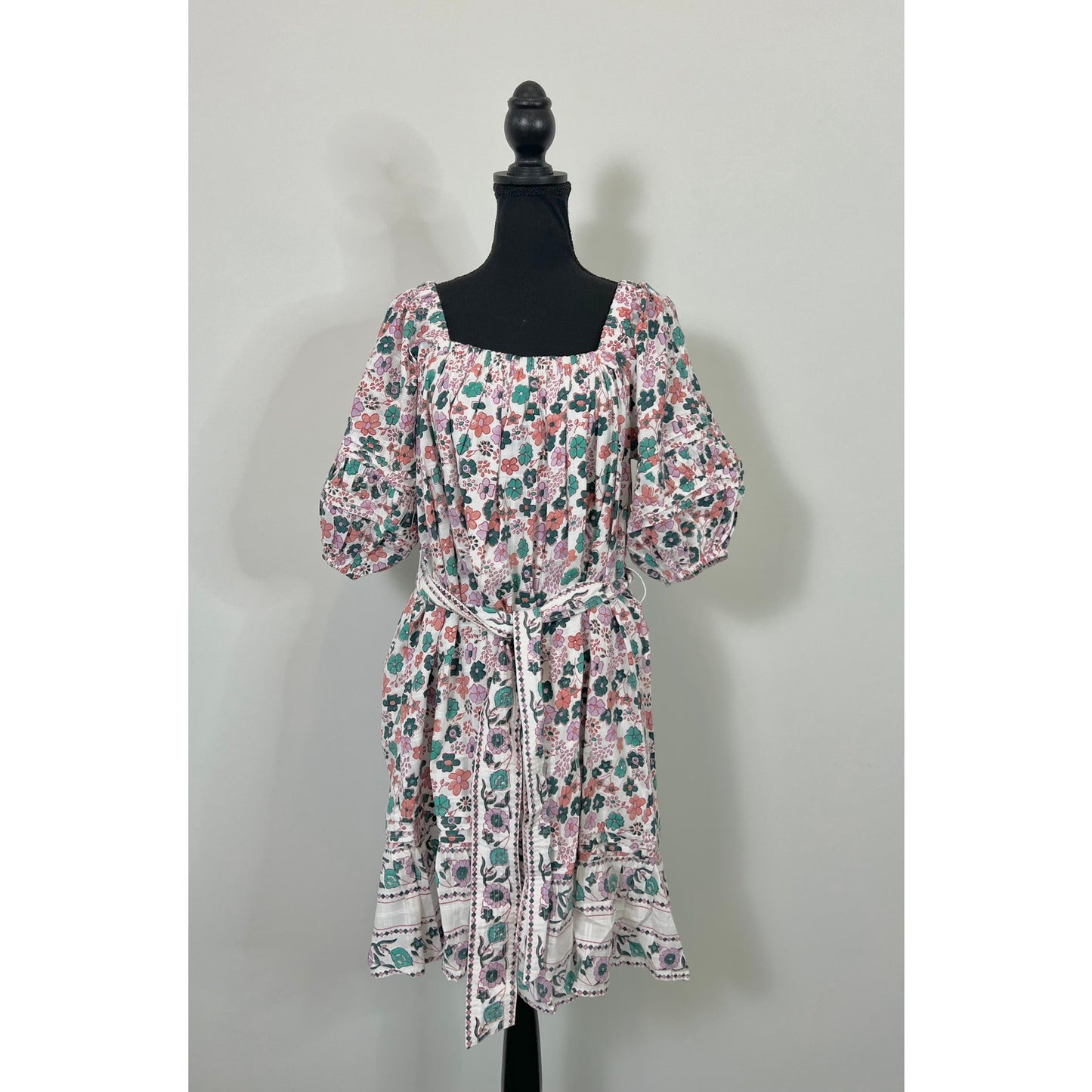 Cleobella Mara Mini Dress Multi Large Floral Fit Flare Lined Cotton Boho Peasant