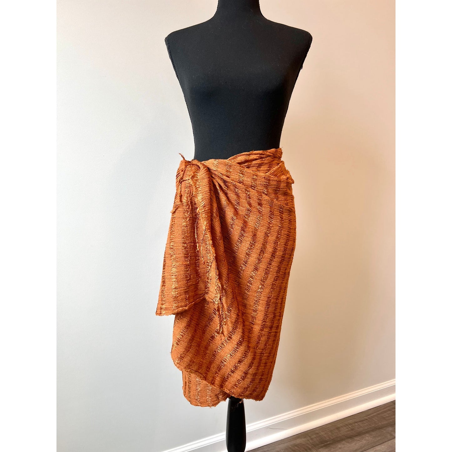 Savannah Morrow Sunset Sarong in Marigold One Size Striped Unlined Summer Beach