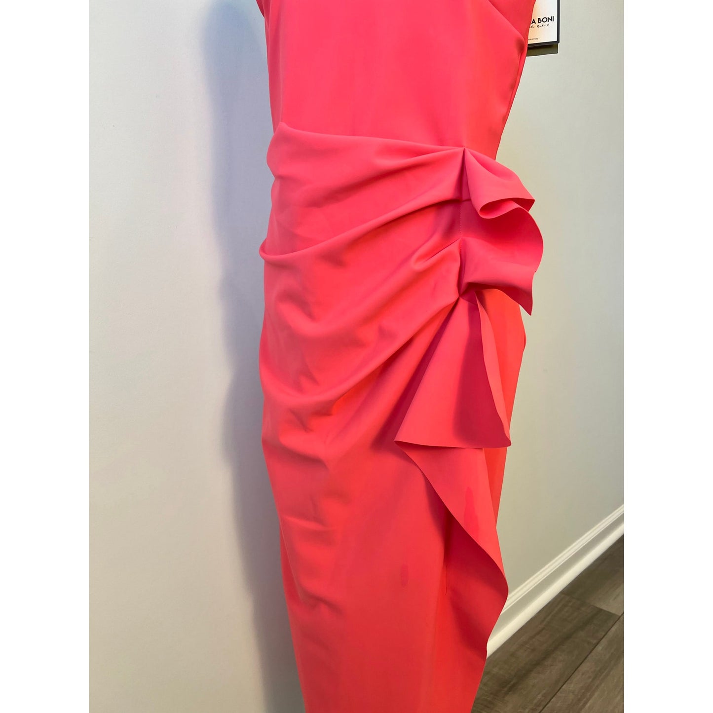 Chiara Boni La Petite Robe Halter Ruffle Midi Dress in Pink Size 12 Lined Party