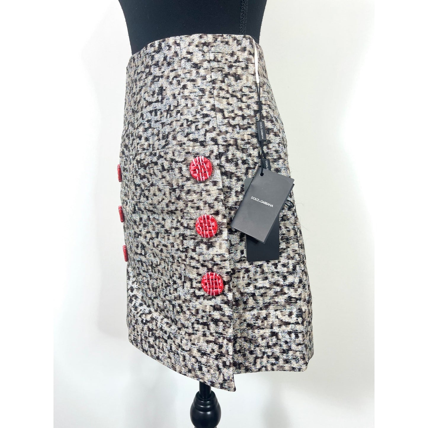 Dolce & Gabbana Double Breasted Mini Skirt Size US 4 Animal Print Lined Party