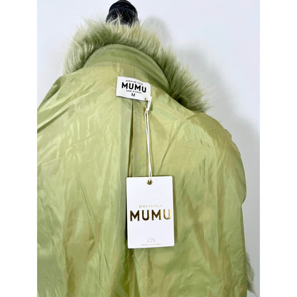 Show Me Your Mumu Penny Lane Coat in Sage Green Medium Faux Leather Lined Belted