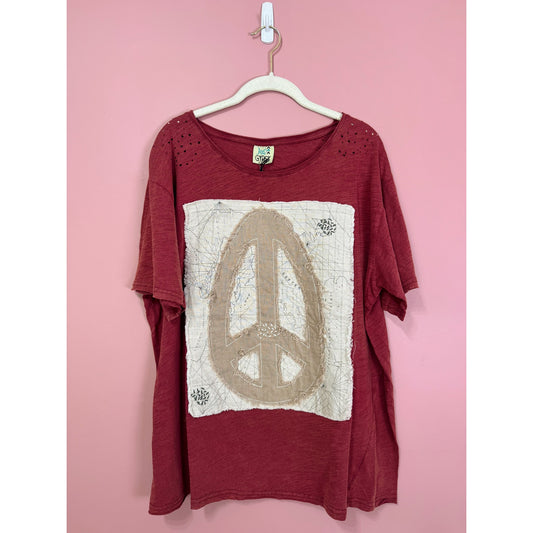 Jaded Gypsy Tattered Tee Red Size Small/Medium