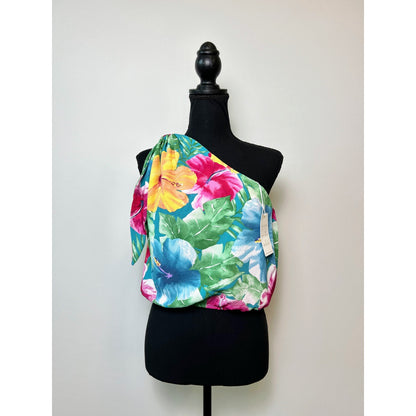 Show Me Your Mumu Heyday One Shoulder Tropical Floral Top Size XL Lined Stretch