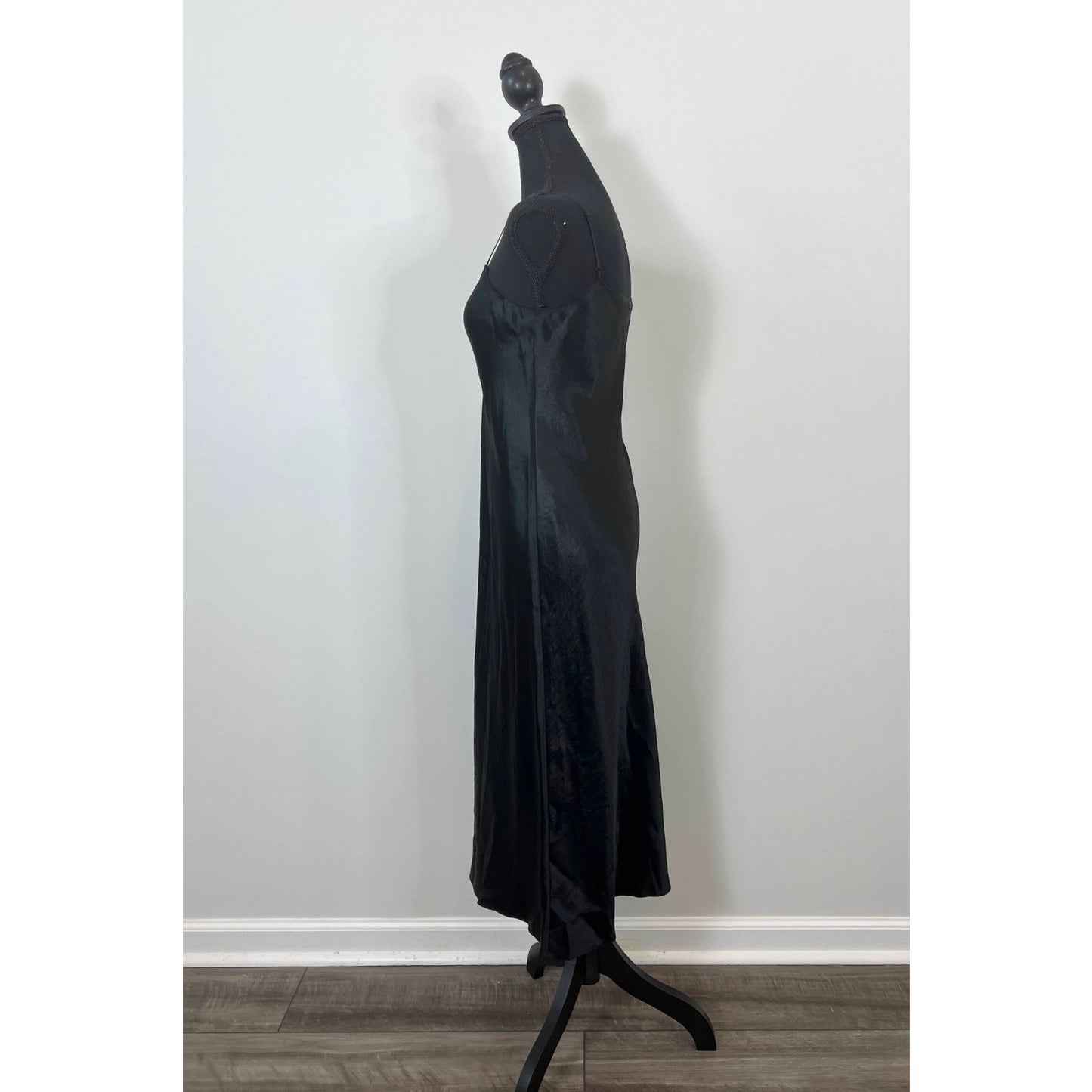 Vince Satin Slip Midi Dress in Black Size XS Sleeveless Pullover Unlined