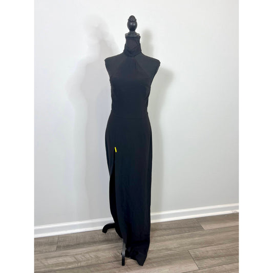 Amanda Uprichard Queen Evening Gown Dress in Black Small Maxi High Neck Cocktail