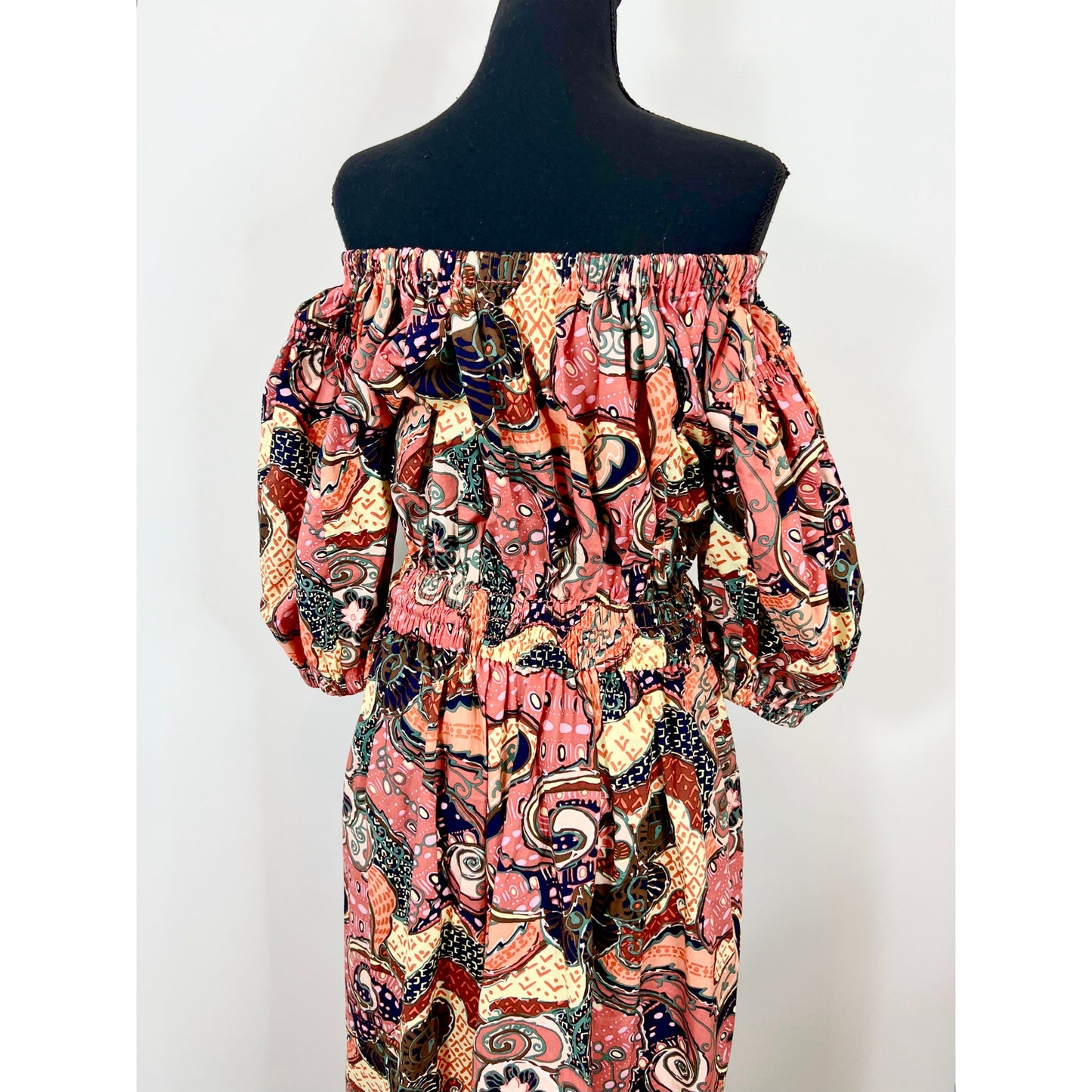 A.L.C. Off the Shoulder Printed Maxi Dress in Multicolor Size 4 Pullover Stretch