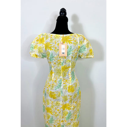 Cult Gaia Charlotte Dress in Yellow Size XS Midi Floral Print Button Front Party