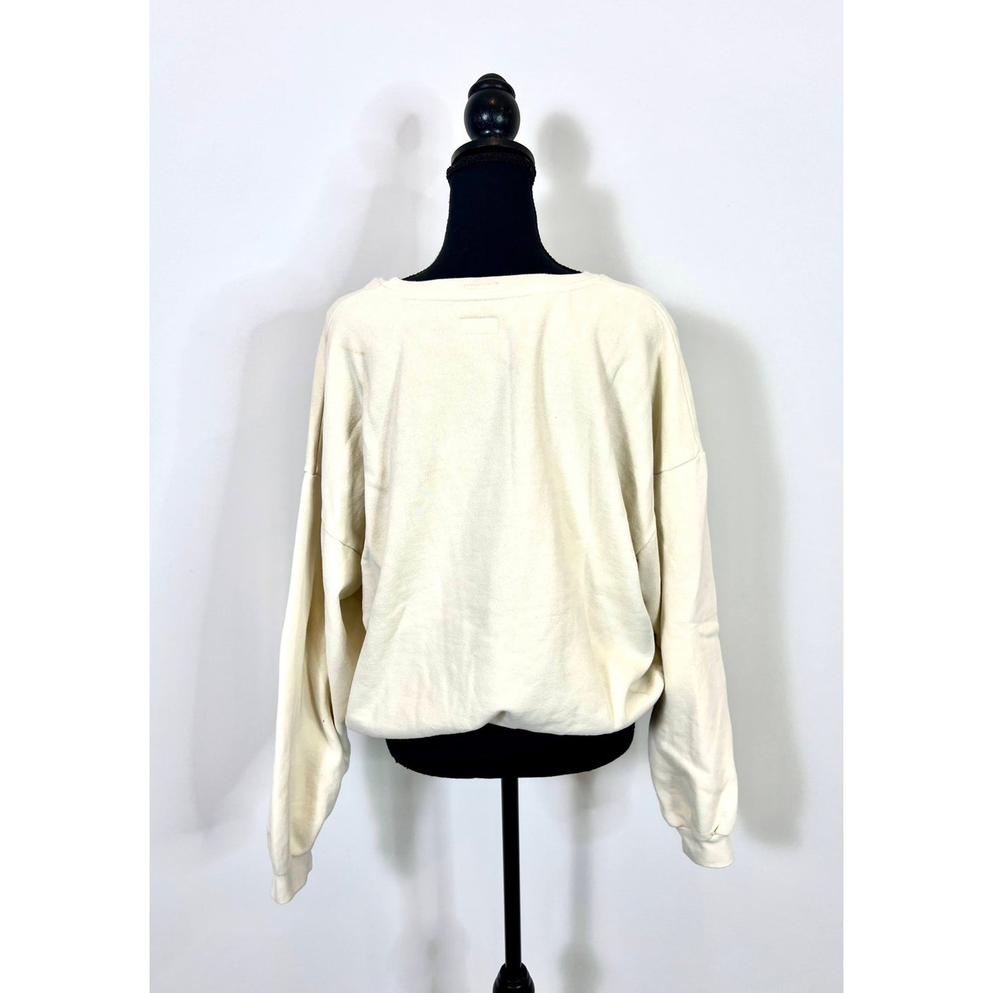 Mother The Drop Square Tuned Out Sweater White Small Knit Graphic Print Cotton