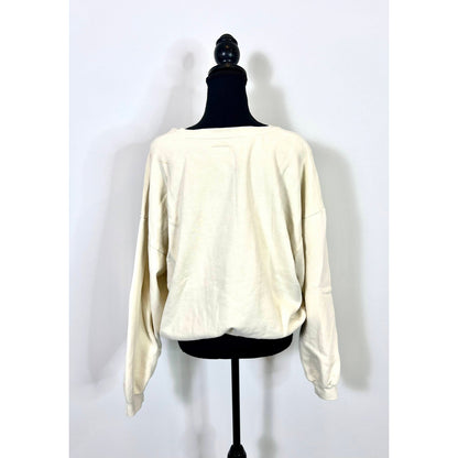 Mother The Drop Square Tuned Out Sweater White Small Knit Graphic Print Cotton