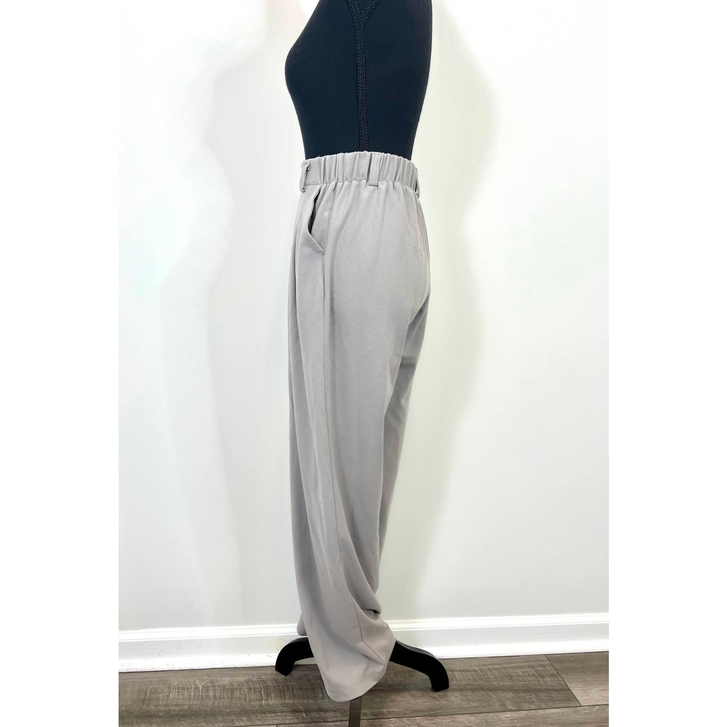 Halara High Waisted Plicated Waffle Work Pants Mink Gray XS Side Pocket Wide Leg